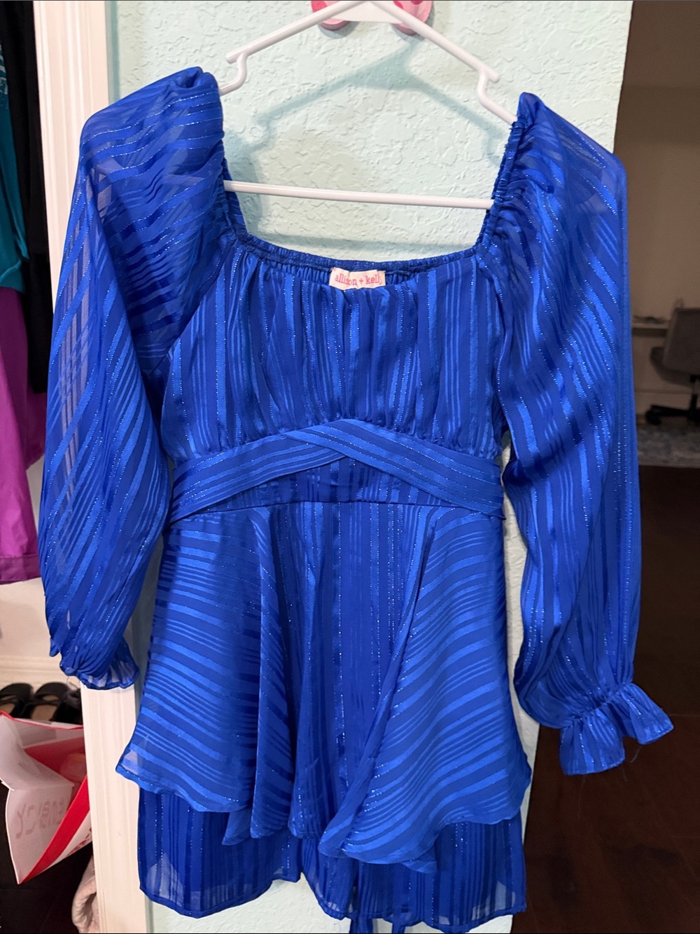 allison + kelly Girls Size 14 Blue Romper Like New